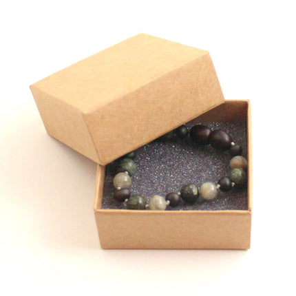 Amber Cherry Knotted Bracelet With Gray Labradorite and Green Lace Stone-1
