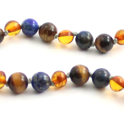 Bracelet With Lapis Lazuli, Cognac Amber and Tiger's Eye-2