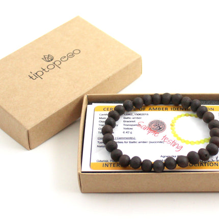 Amber Black Raw Cherry Stretch Bracelet for Adults-1