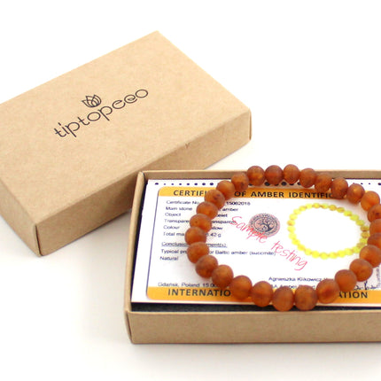 Amber Brown Raw Cognac Stretch Bracelet for Adults-1