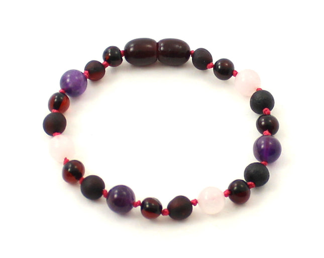 Amber and Amethyst Gemstone Bracelets-0