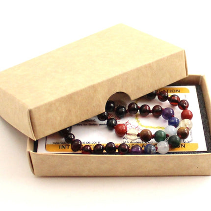 Amber Cherry Polished Necklace with Chakra Gemstones-1