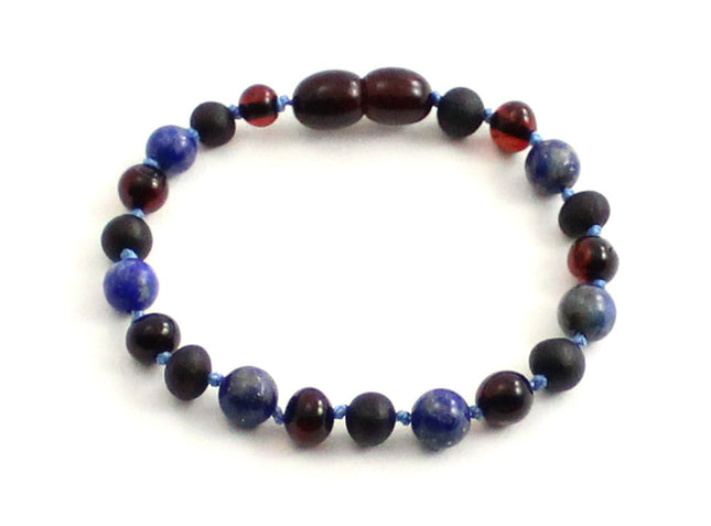 Amber Black Cherry Anklet With Lapis Lazuli-0