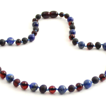 Amber and Lapis Lazuli Gemstone Necklaces-2