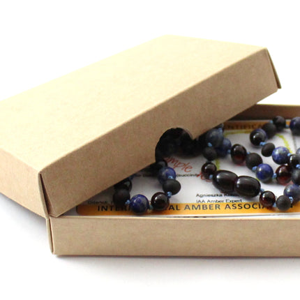 Amber and Lapis Lazuli Gemstone Necklaces-1