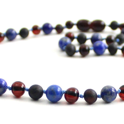 Amber and Lapis Lazuli Gemstone Necklaces-3