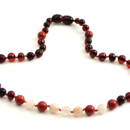 Amber and Red Jasper Gemstone Necklaces-2