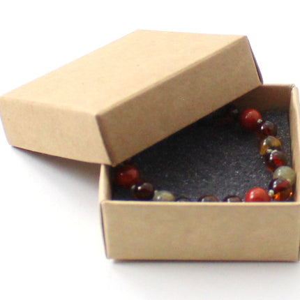 Amber Cognac Knotted Bracelet With Red Jasper and Gems-1