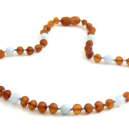 Amber and Aquamarine Blue Gemstone Necklace-2