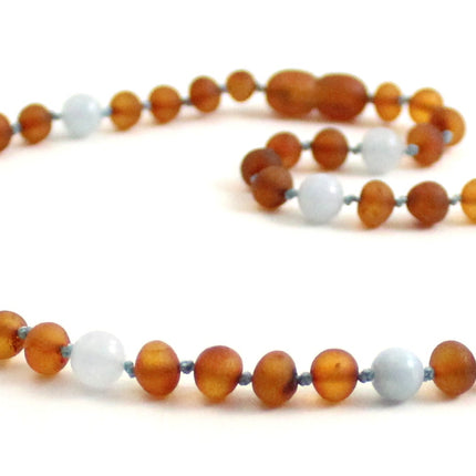 Amber and Aquamarine Blue Gemstone Necklace-3