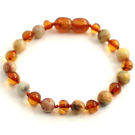 Baltic Amber Cognac Bracelet With Crazy Agate-0
