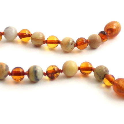 Baltic Amber Cognac Bracelet With Crazy Agate-2