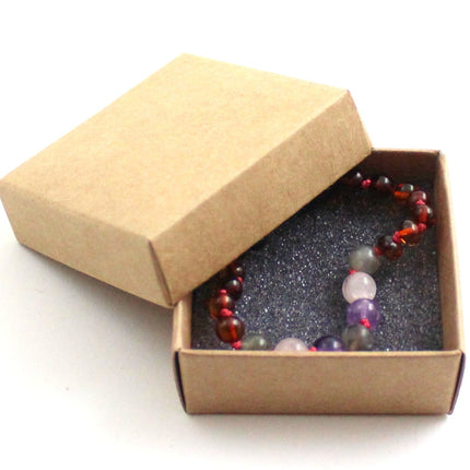 Amber Cognac Anklet Bracelet With Quartz and Gemstones-1