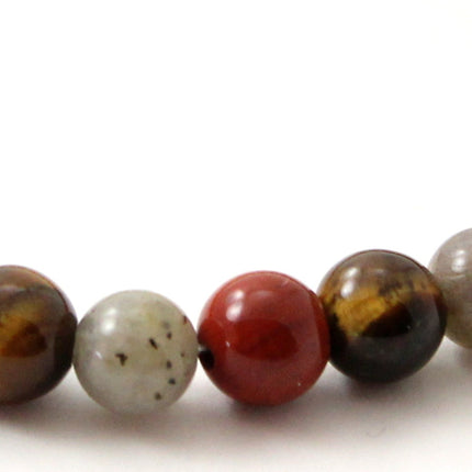 Amber Cognac Adult Stretch Bracelet With Red Jasper and Gemstones-2