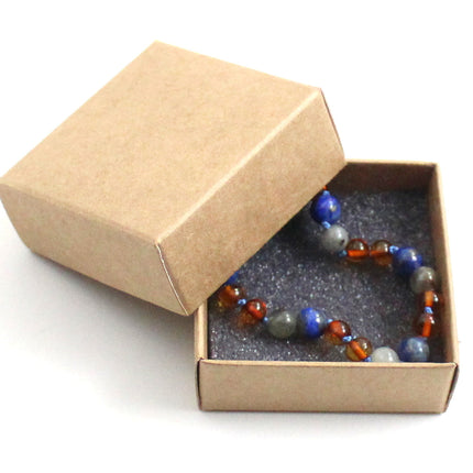 Amber Cognac Baltic Bracelet With Lapis Lazuli and Gray Labradorite-1