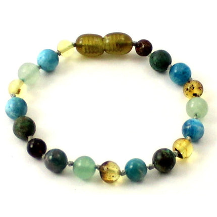 Amber Green Anklet Bracelet With Apatite, Turquoise and Aventurine-0