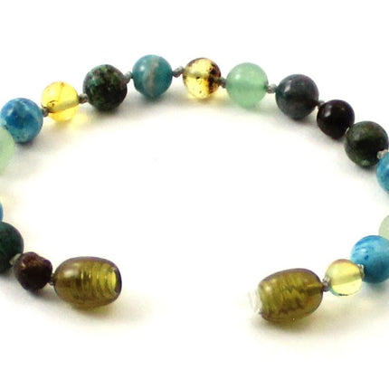 Amber Green Anklet Bracelet With Apatite, Turquoise and Aventurine-3