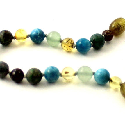 Amber Green Anklet Bracelet With Apatite, Turquoise and Aventurine-2