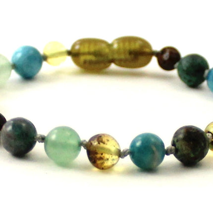 Amber Green Anklet Bracelet With Apatite, Turquoise and Aventurine-4