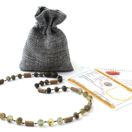 NBBR-H5 Necklace With Hazelwood and Unpolished Amber Green-1