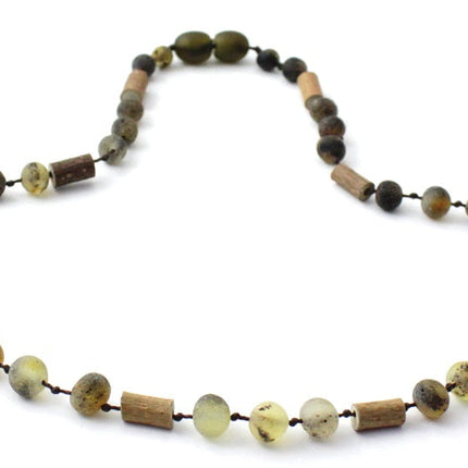 NBBR-H5 Necklace With Hazelwood and Unpolished Amber Green-2