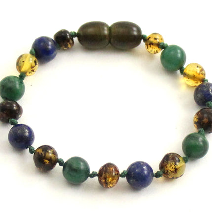 Amber, African Jade and Lapis Lazuli Bracelet-0