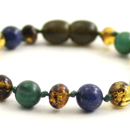 Amber, African Jade and Lapis Lazuli Bracelet-4