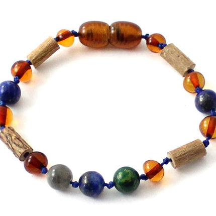 Bracelet With Hazelwood, Cognac Amber and Gemstones-0