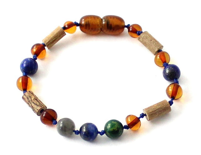 Bracelet With Hazelwood, Cognac Amber and Gemstones-0