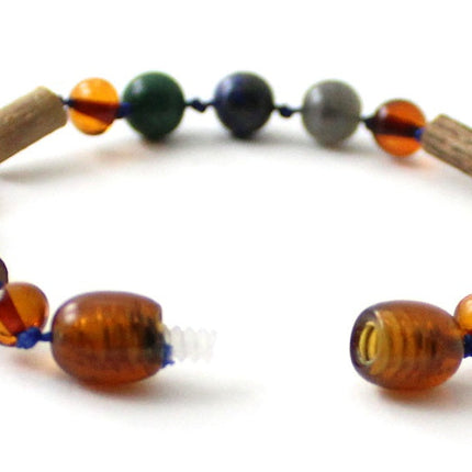 Bracelet With Hazelwood, Cognac Amber and Gemstones-3