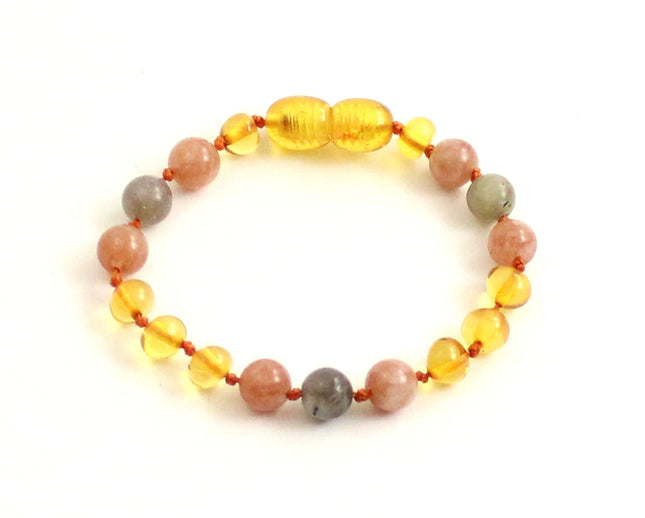 Amber and Sunstone Anklets for Children or Adults-0
