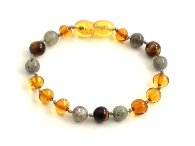 Baltic Amber and Labradorite Gemstone Bracelets for Kids-0