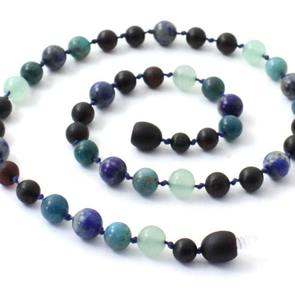 Baltic Amber Raw Cherry, Apatite and Gemstone Necklace-0