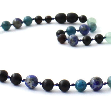 Baltic Amber Raw Cherry, Apatite and Gemstone Necklace-3
