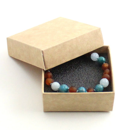 Amber Unpolished Cognac Bracelet With Blue Apatite and Aquamarine-1
