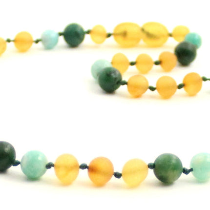 Amber and Amazonite Gemstone Necklaces-3