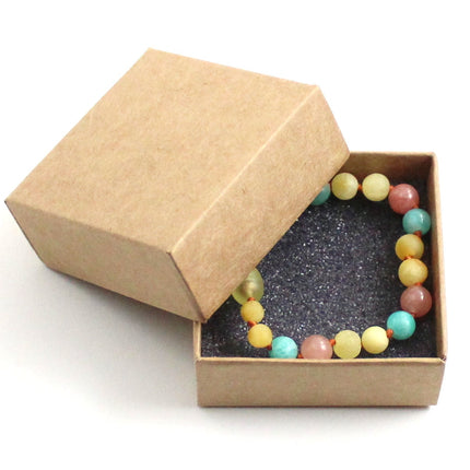 Amber Raw Milky Bracelet With Amazonite and Pink Sunstone-1