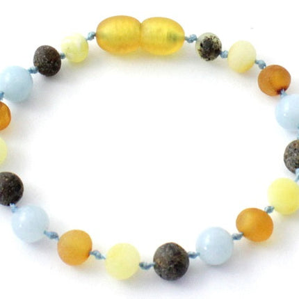 Baltic Amber and Blue Aquamarine Anklets or Bracelets-0