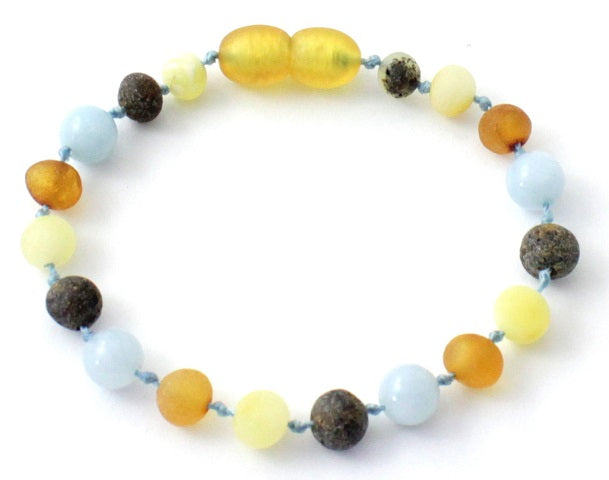 Baltic Amber and Blue Aquamarine Anklets or Bracelets-0