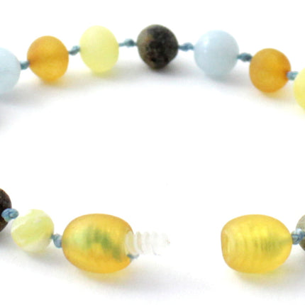 Baltic Amber and Blue Aquamarine Anklets or Bracelets-3