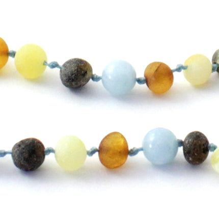 Baltic Amber and Blue Aquamarine Anklets or Bracelets-1
