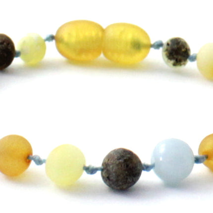 Baltic Amber and Blue Aquamarine Anklets or Bracelets-2