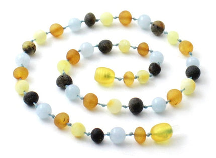 Baltic Amber and Blue Aquamarine Necklaces-0