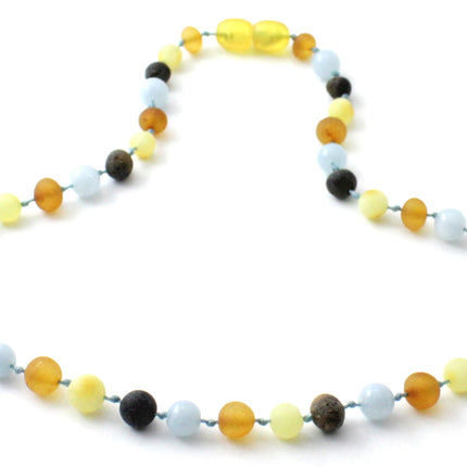 Baltic Amber and Blue Aquamarine Necklaces-2