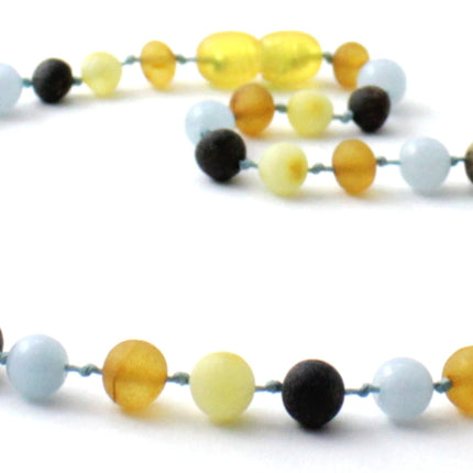 Baltic Amber and Blue Aquamarine Necklaces-1