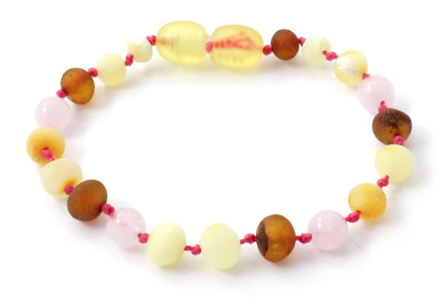 Amber and Pink Rose Quartz Bracelets or Anklets-0