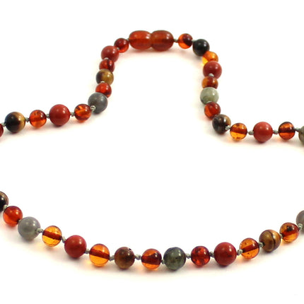 Amber Cognac, Tiger's Eye and Gemstone Necklace-2