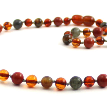 Amber Cognac, Tiger's Eye and Gemstone Necklace-3