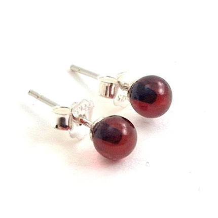 ERP-4SS Baltic Amber Stud Cherry Earrings With Silver-0