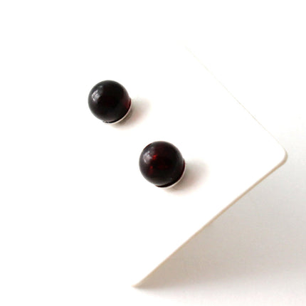 ERP-4SS Baltic Amber Stud Cherry Earrings With Silver-3